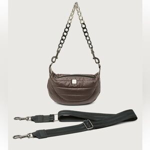 THINK ROYLN Brown Quilted Bag with Black Strap NWT.
